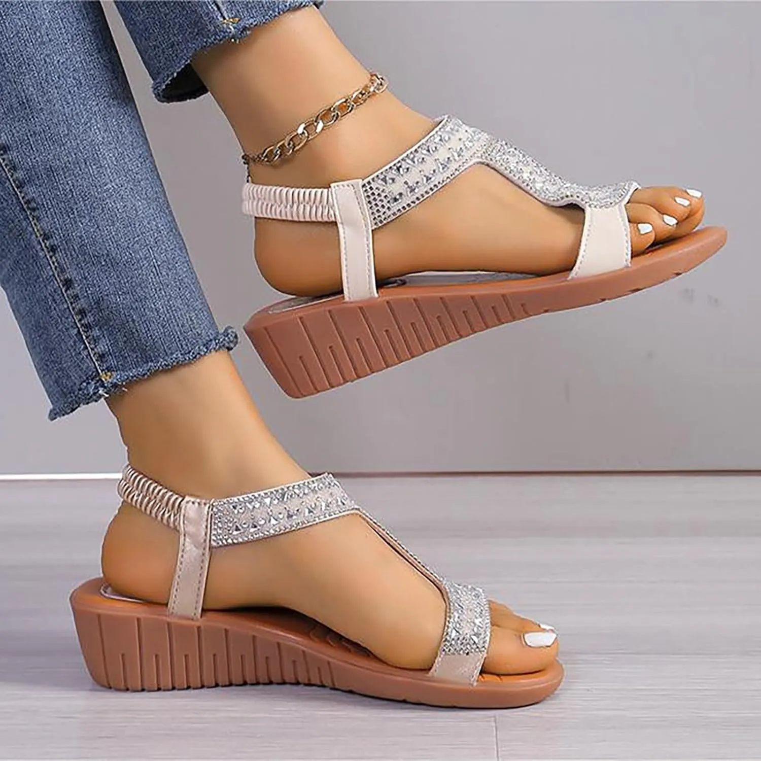 Temperament Wedge Shoes for Women Summer Low Wedges Womens Comfortable Open Toe Sandal Orthopedic Sandals