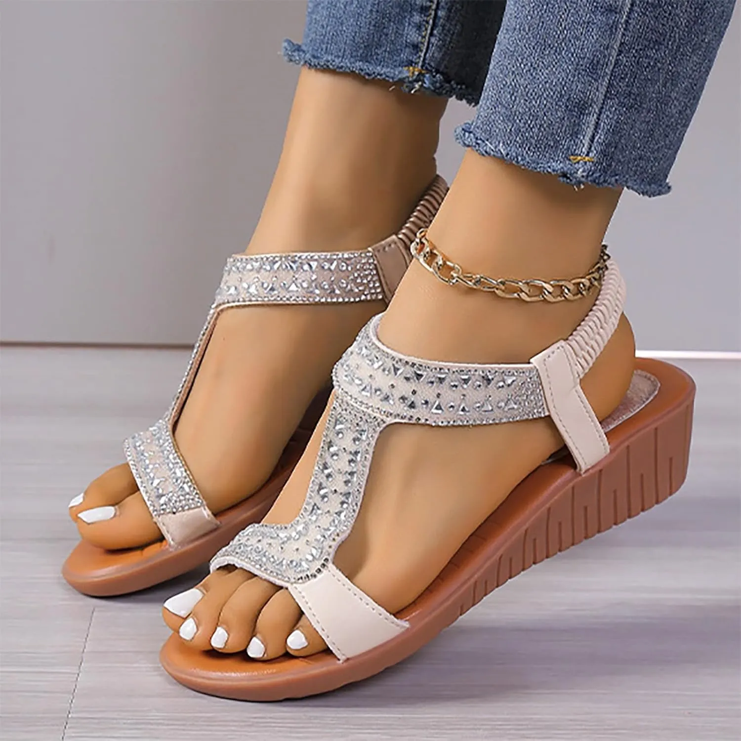 Temperament Wedge Shoes for Women Summer Low Wedges Womens Comfortable Open Toe Sandal Orthopedic Sandals