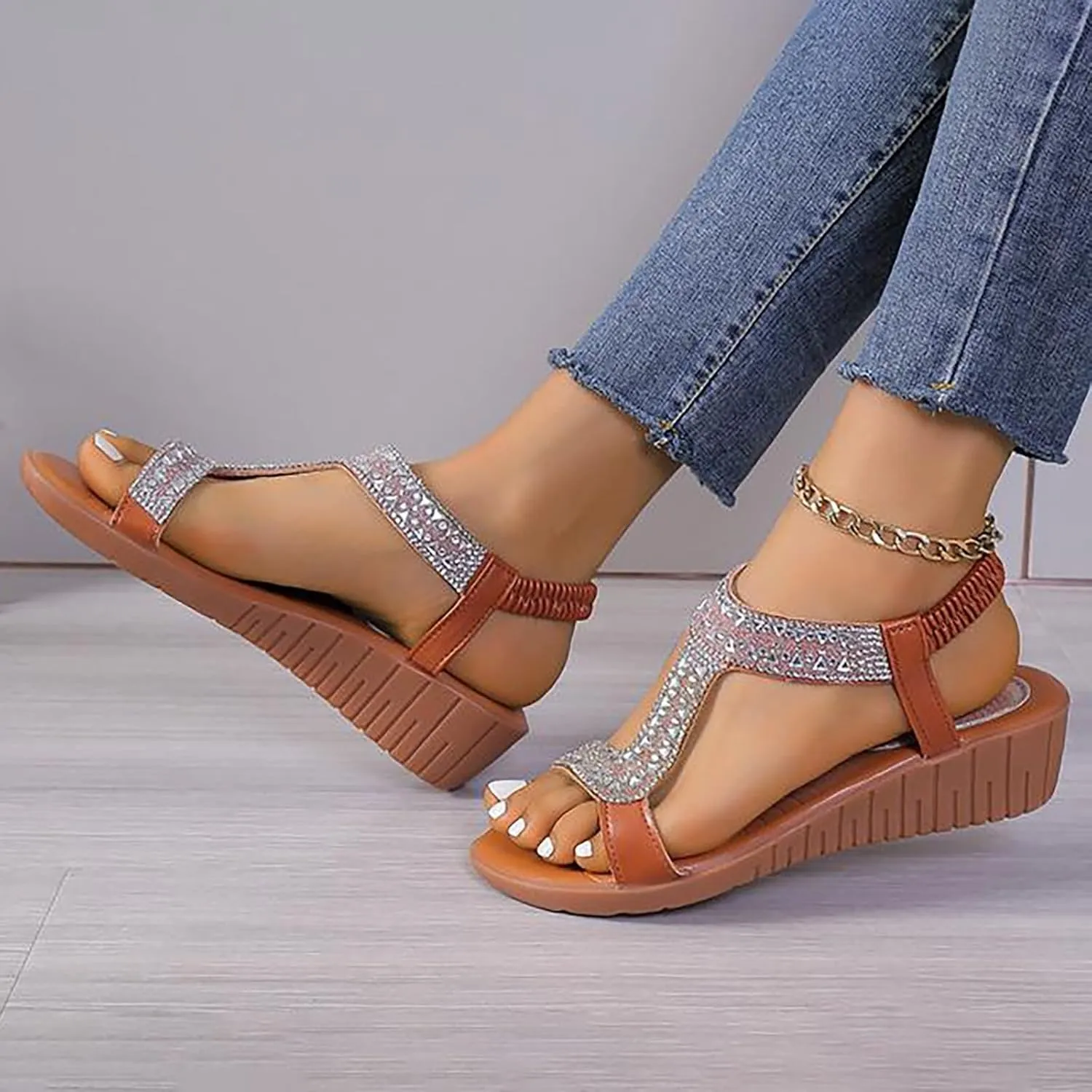 Temperament Wedge Shoes for Women Summer Low Wedges Womens Comfortable Open Toe Sandal Orthopedic Sandals