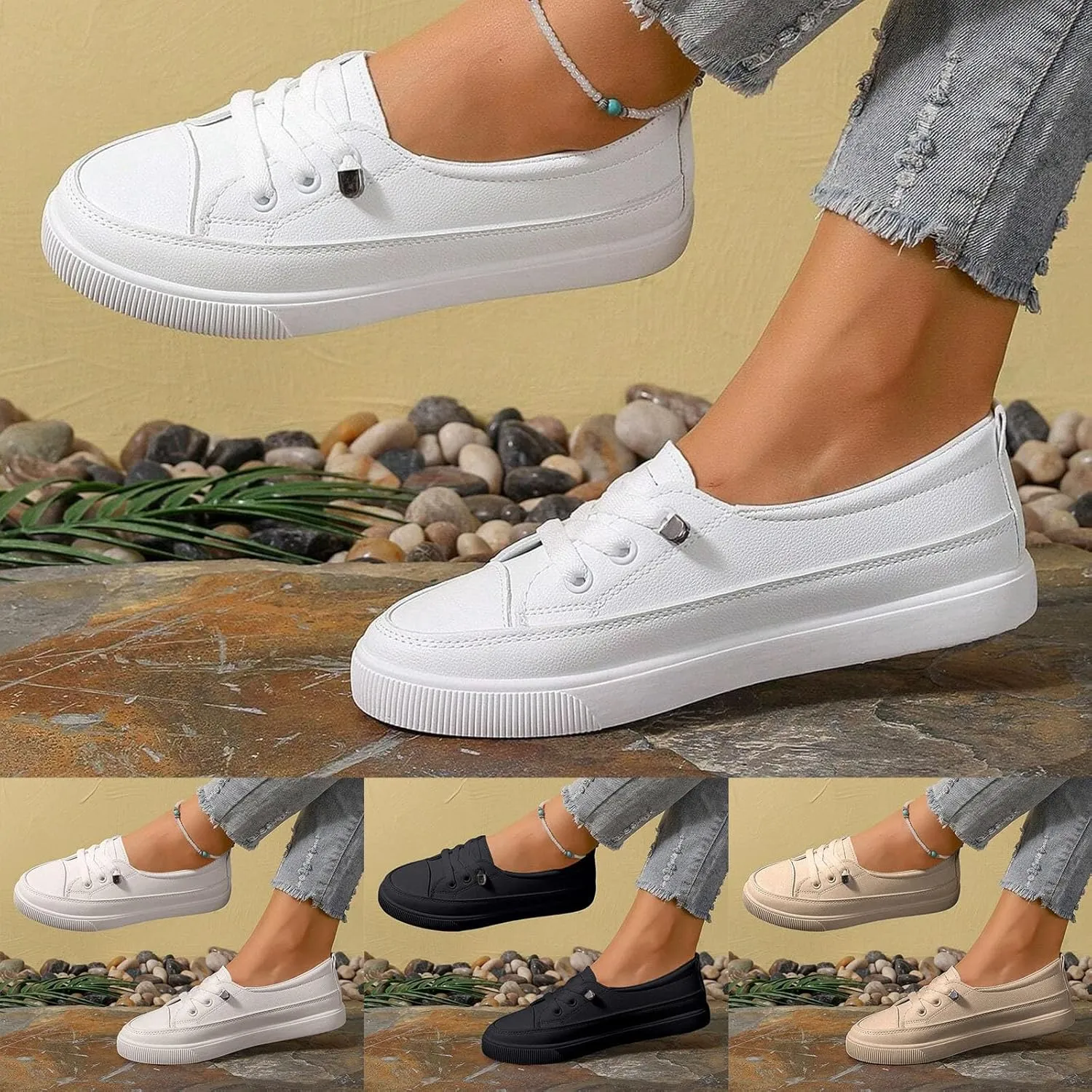 Tennis Shoes Womens, Womens Walking Shoes with Arch Support Slip On Lightweight Orthopedic Sneakers Non-Slip Comfort Breathable Mesh Fashion Sneakers