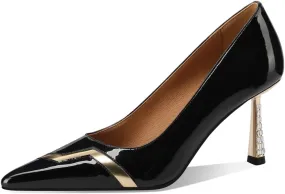 TinaCus Glossy Patent Leather Women's Pointed Toe Handmade Stiletto Heels with Crystal Chic Pumps Shoes