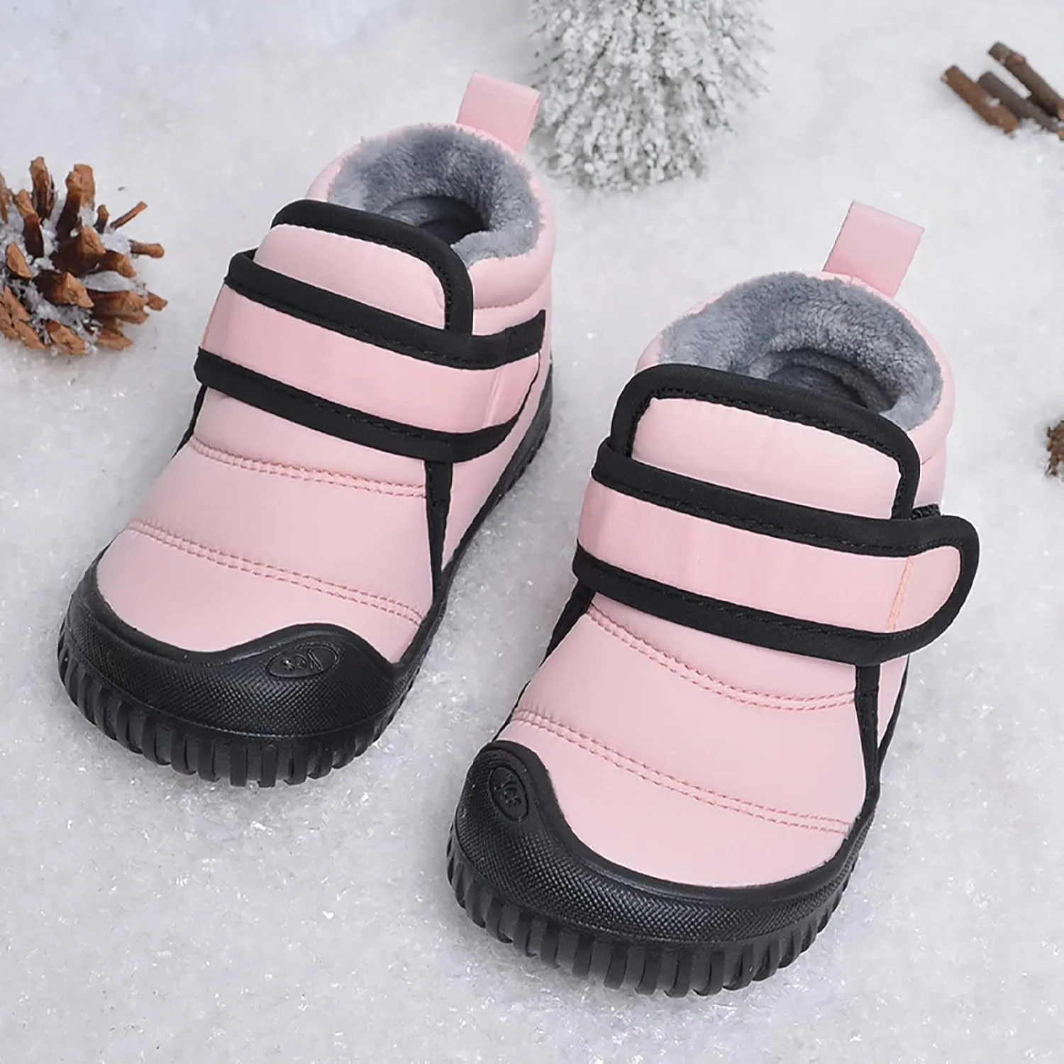 Toddler Baby Snow Boots Boys Girls Cold Weather Baby Faux Fur Shoes Wterproof Fleece Kids Snow Boots Winter Shoes