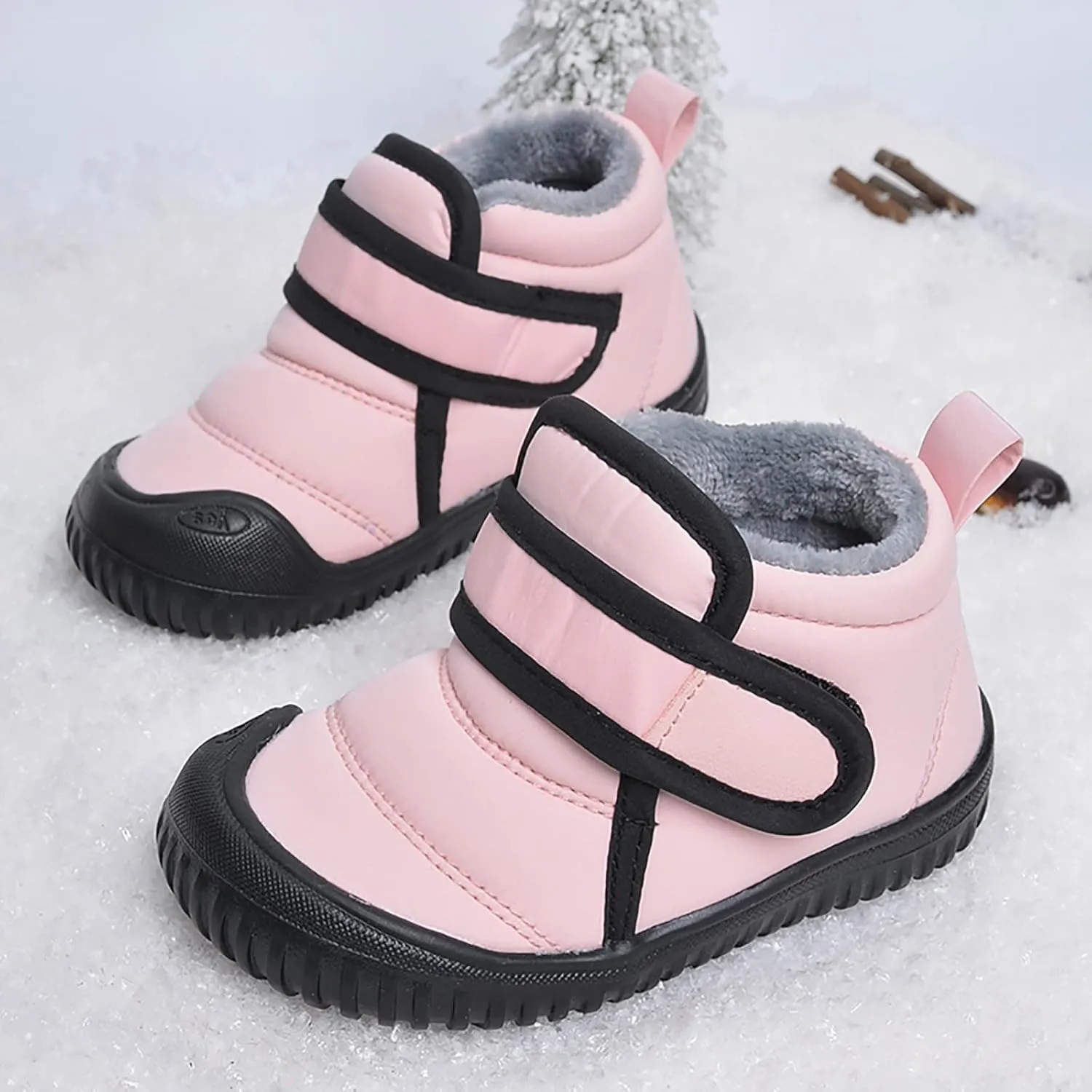 Toddler Baby Snow Boots Boys Girls Cold Weather Baby Faux Fur Shoes Wterproof Fleece Kids Snow Boots Winter Shoes