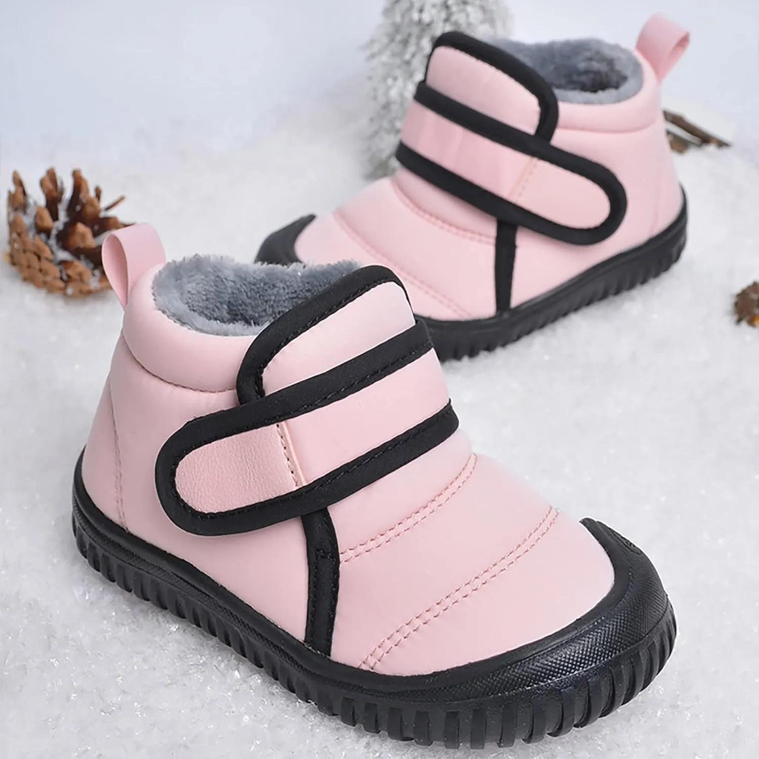 Toddler Baby Snow Boots Boys Girls Cold Weather Baby Faux Fur Shoes Wterproof Fleece Kids Snow Boots Winter Shoes