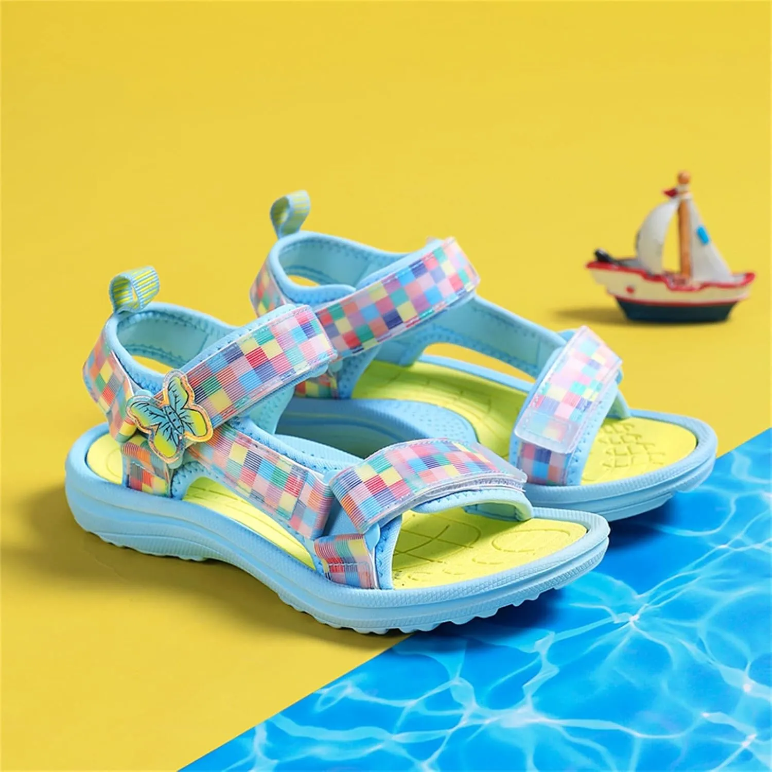 Toddler Boy Sandals Children Sandals Fashion Breathable Thick Soled Summer Sandals Lightweight Soft Soled Children (Yellow, 1.5 Big Kids)
