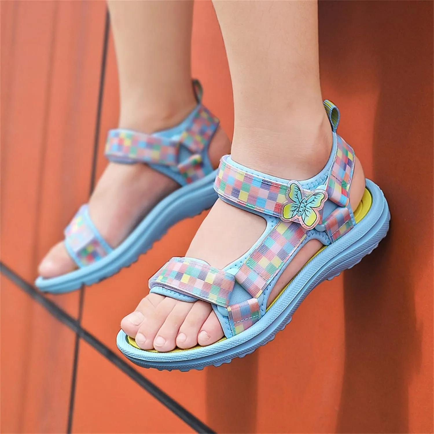 Toddler Boy Sandals Children Sandals Fashion Breathable Thick Soled Summer Sandals Lightweight Soft Soled Children (Yellow, 1.5 Big Kids)
