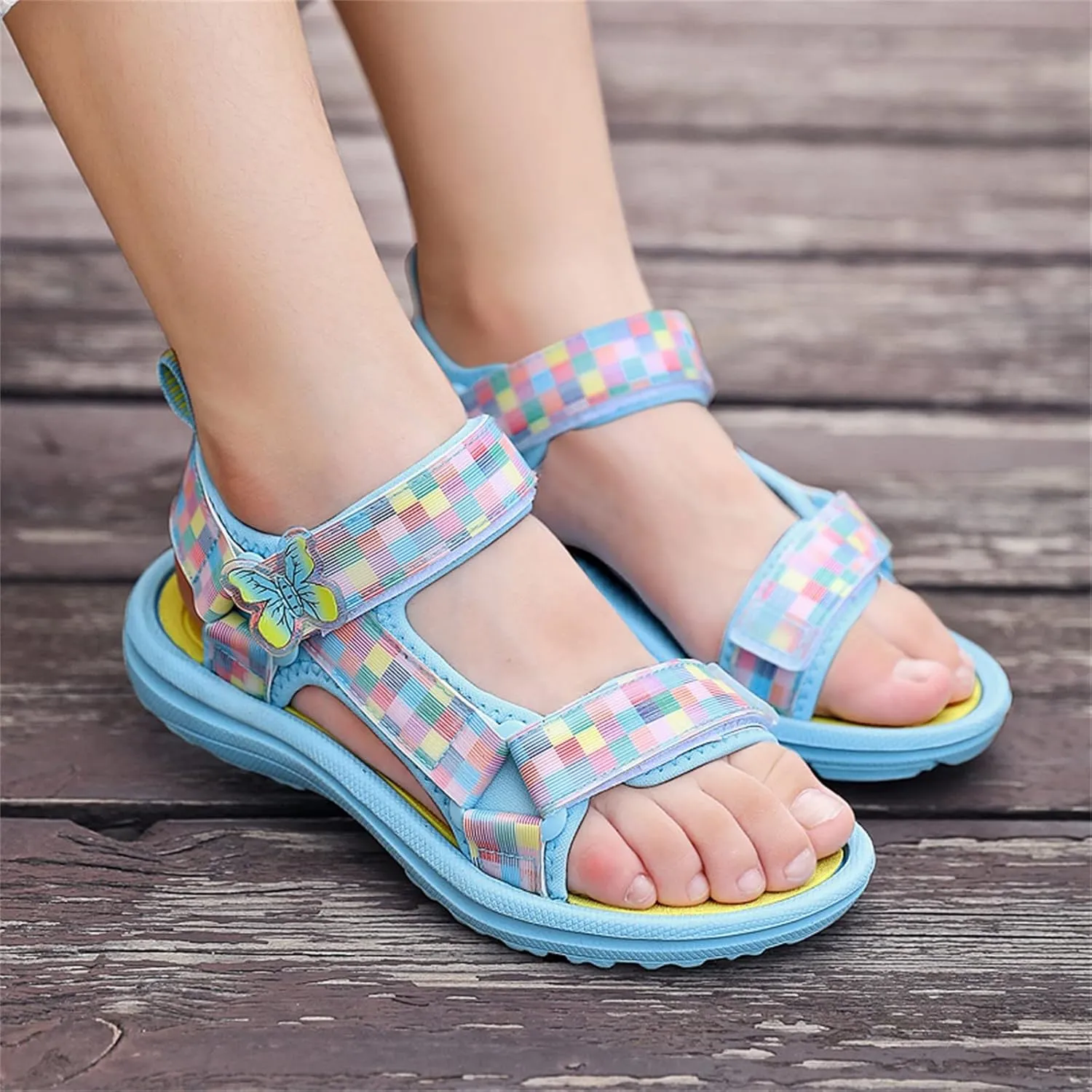 Toddler Boy Sandals Children Sandals Fashion Breathable Thick Soled Summer Sandals Lightweight Soft Soled Children (Yellow, 1.5 Big Kids)