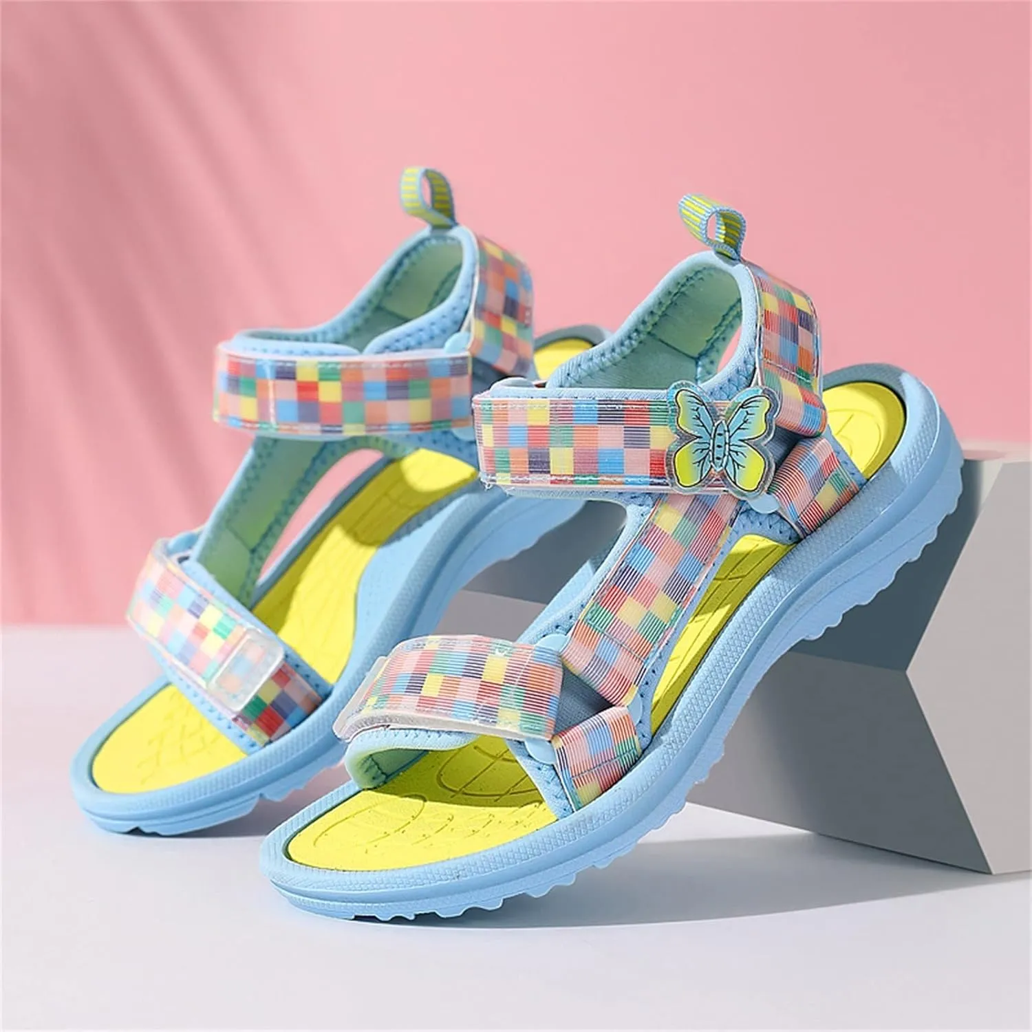 Toddler Boy Sandals Children Sandals Fashion Breathable Thick Soled Summer Sandals Lightweight Soft Soled Children (Yellow, 1.5 Big Kids)