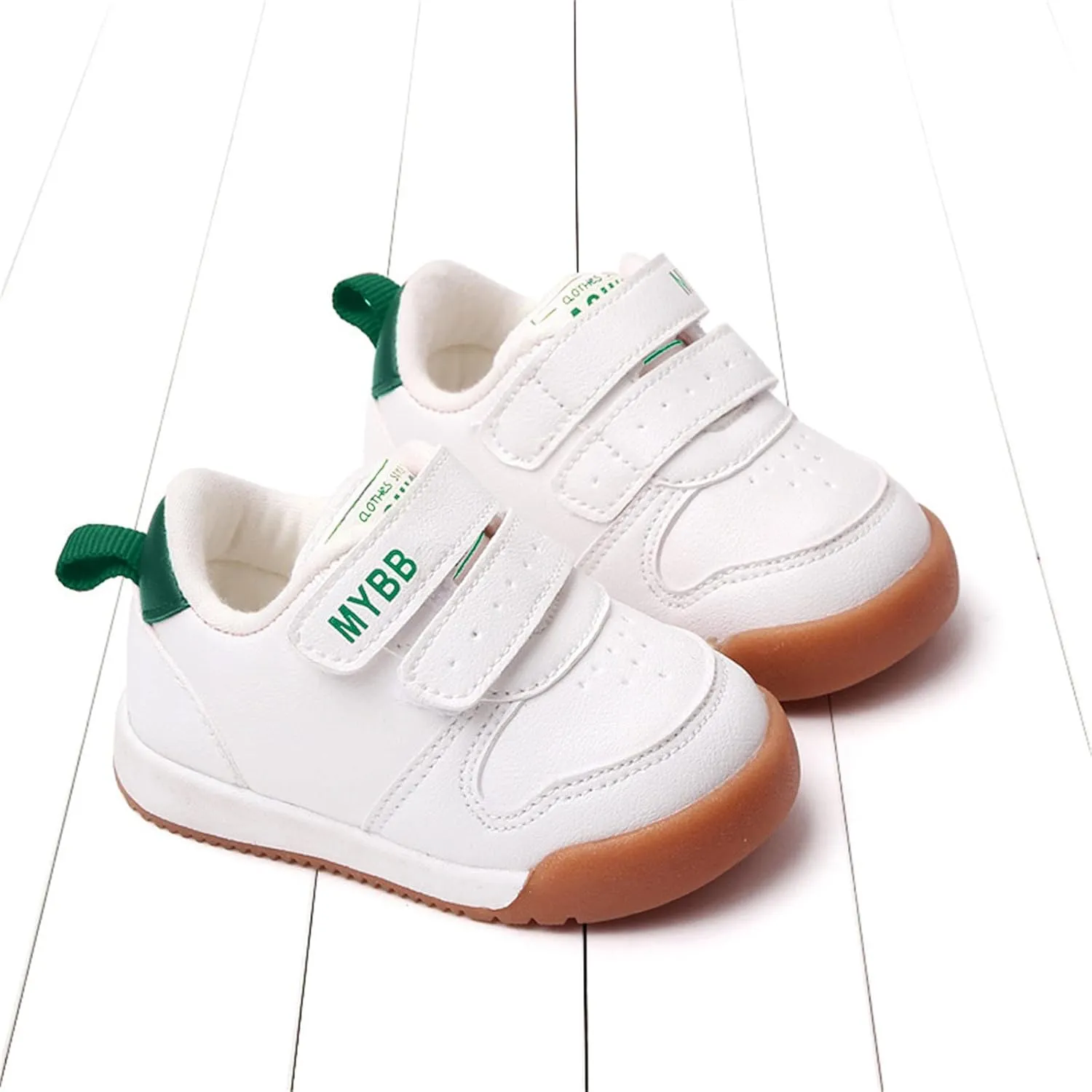 Toddler Boys Girls Sports Shoes Flat Bottom Non Slip Comfortable Soft Solid Color Hook Loop First Running Sneakers
