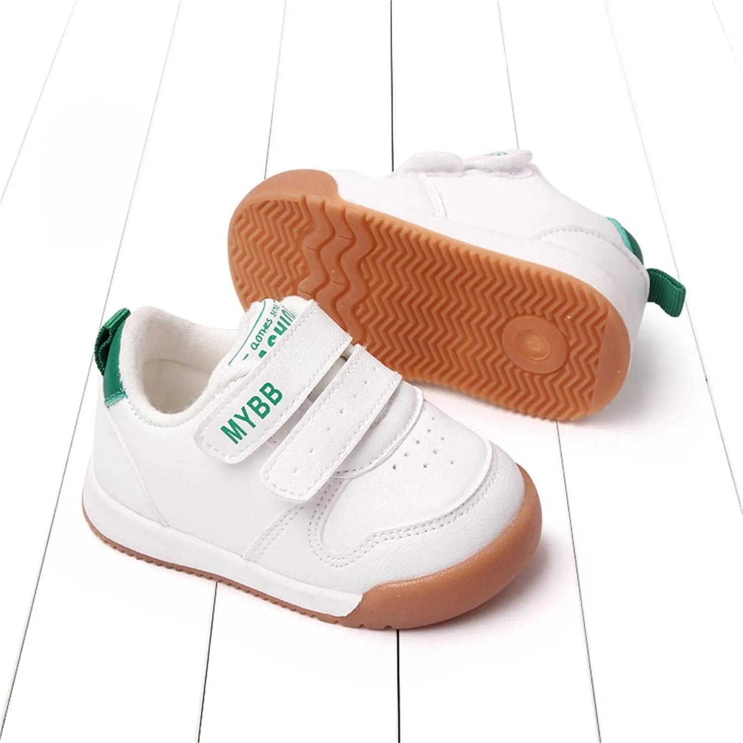 Toddler Boys Girls Sports Shoes Flat Bottom Non Slip Comfortable Soft Solid Color Hook Loop First Running Sneakers