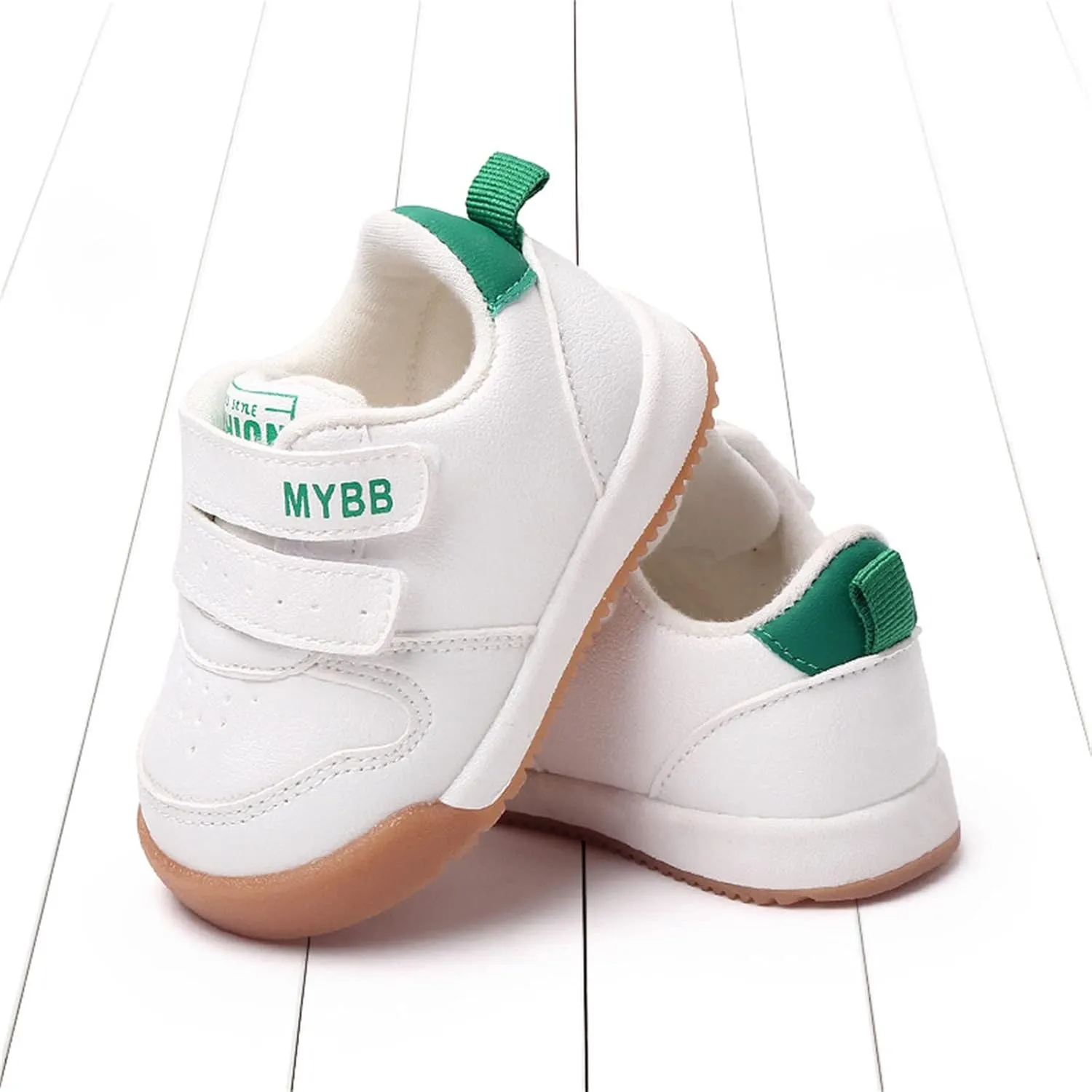 Toddler Boys Girls Sports Shoes Flat Bottom Non Slip Comfortable Soft Solid Color Hook Loop First Running Sneakers