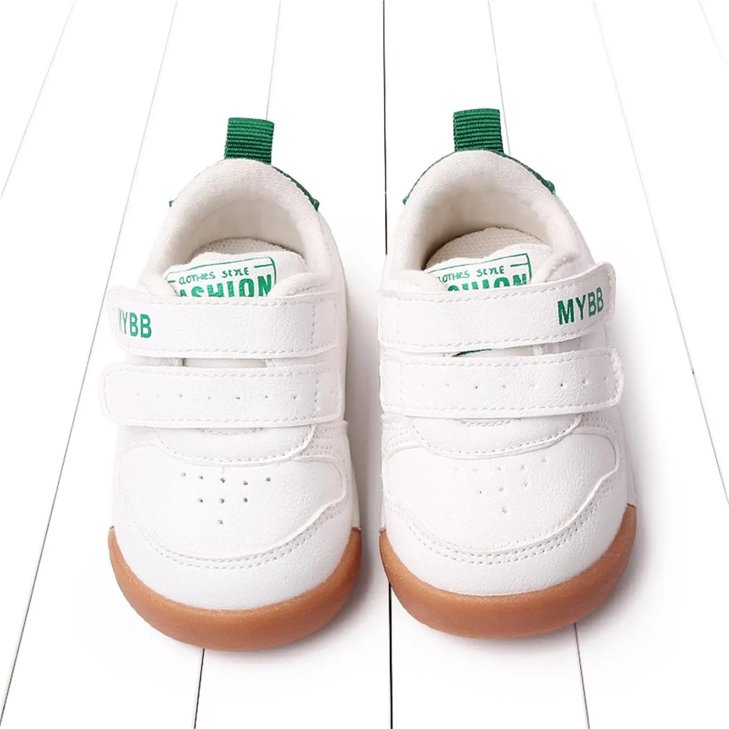 Toddler Boys Girls Sports Shoes Flat Bottom Non Slip Comfortable Soft Solid Color Hook Loop First Running Sneakers