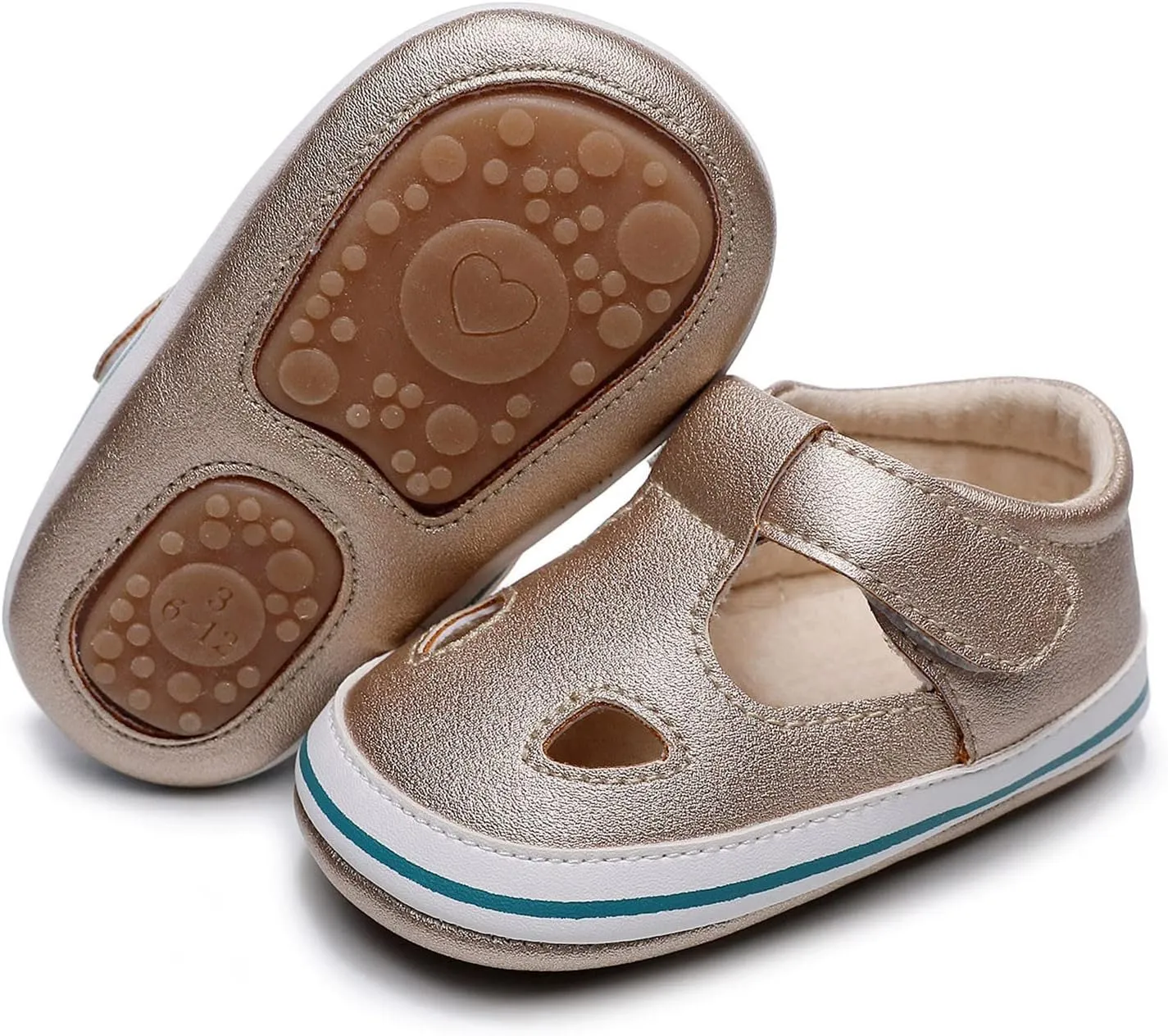 Toddler Canvas Cute Pattern Ankle Sandals Flat Leather Non Slip Hook Loop First Walking Shoes Baby Girls Summer Casual