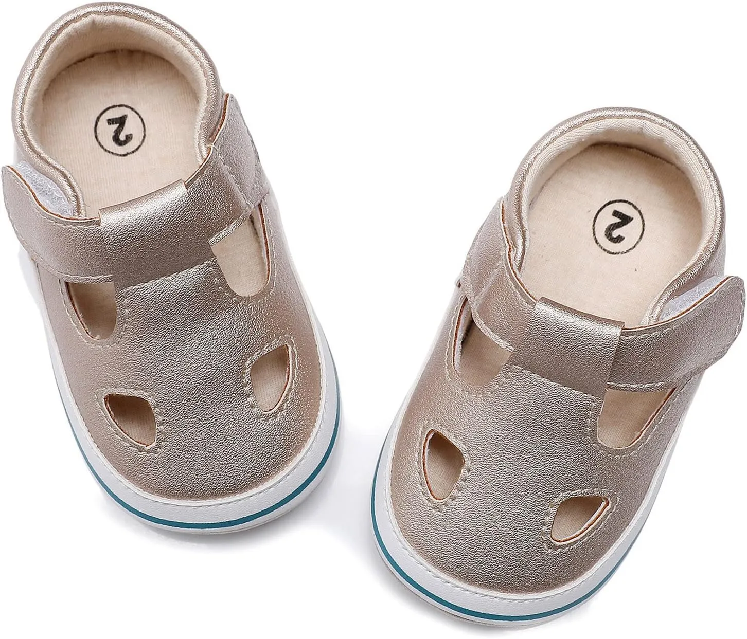 Toddler Canvas Cute Pattern Ankle Sandals Flat Leather Non Slip Hook Loop First Walking Shoes Baby Girls Summer Casual