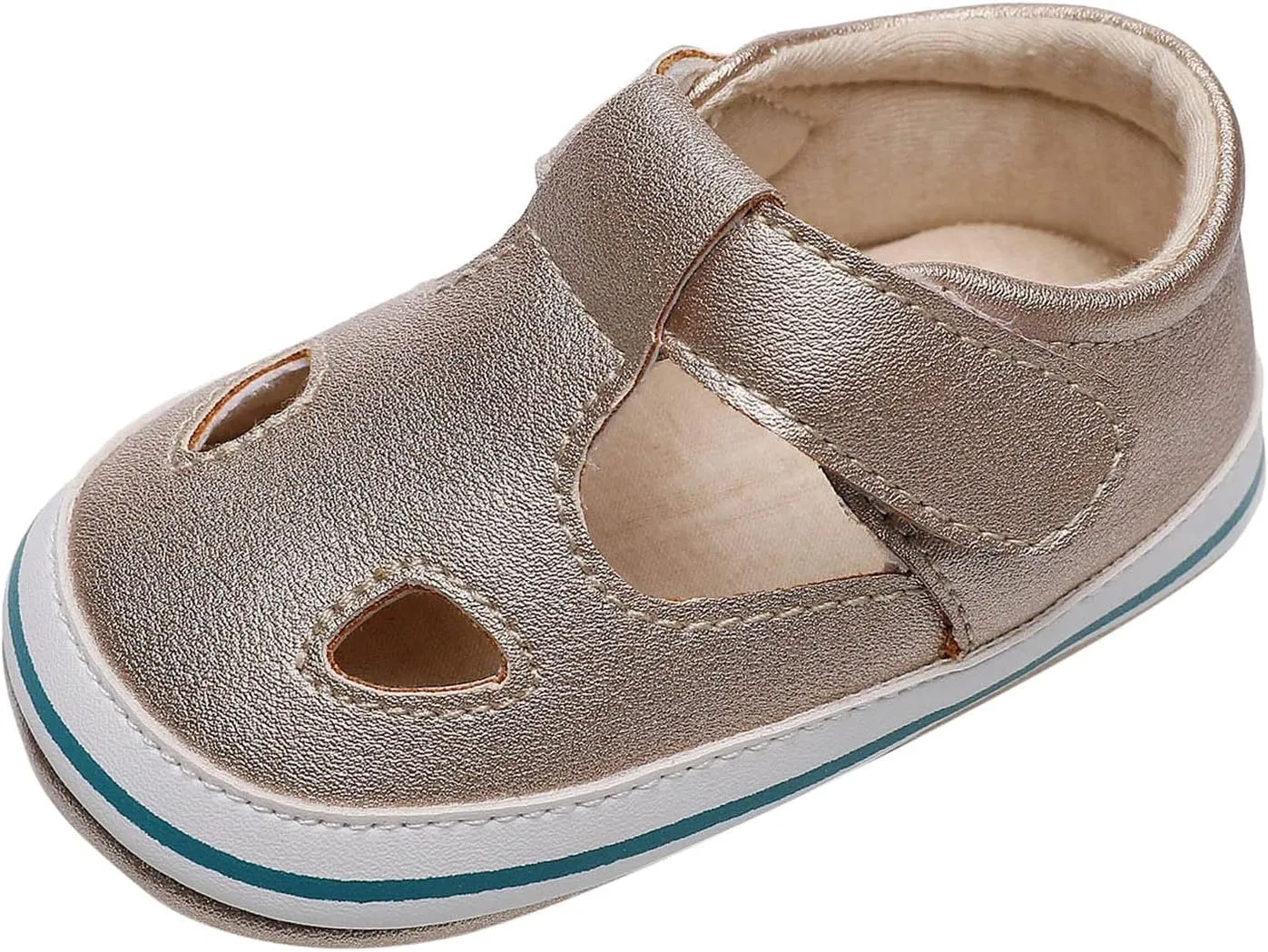 Toddler Canvas Cute Pattern Ankle Sandals Flat Leather Non Slip Hook Loop First Walking Shoes Baby Girls Summer Casual