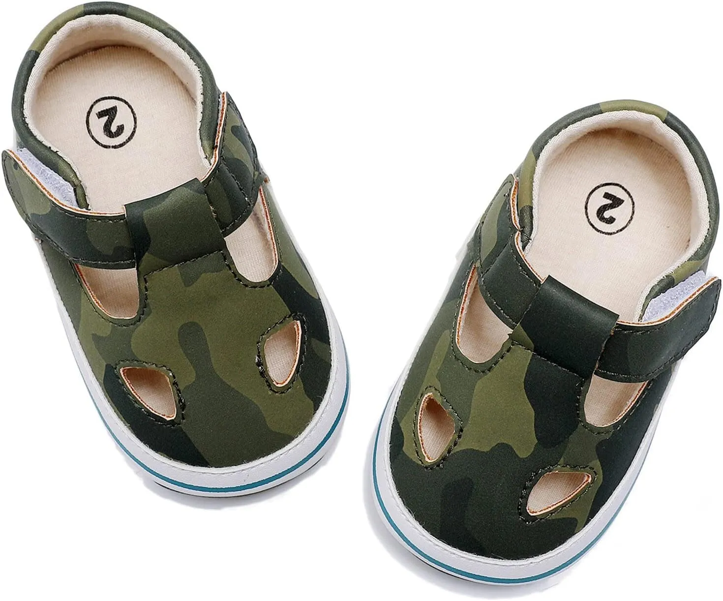 Toddler Canvas Cute Pattern Ankle Sandals Flat Leather Non Slip Hook Loop First Walking Shoes Baby Girls Summer Casual