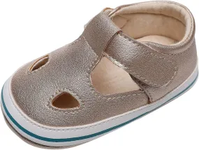 Toddler Canvas Cute Pattern Ankle Sandals Flat Leather Non Slip Hook Loop First Walking Shoes Baby Girls Summer Casual