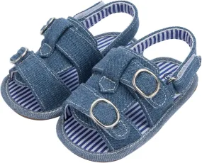 Toddler Denim Open Toe Wide Sandals With Strap Baby Boys Girls Infant Summer Casual Shoes Soft Flat Comfy Slip On Shoes