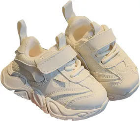 Toddler Fuzzy Lined Sneakers Memory Foam Leather Open Toe Sport Shoes Baby Boys Girls Barefoot Ankle Non Slip Shoes
