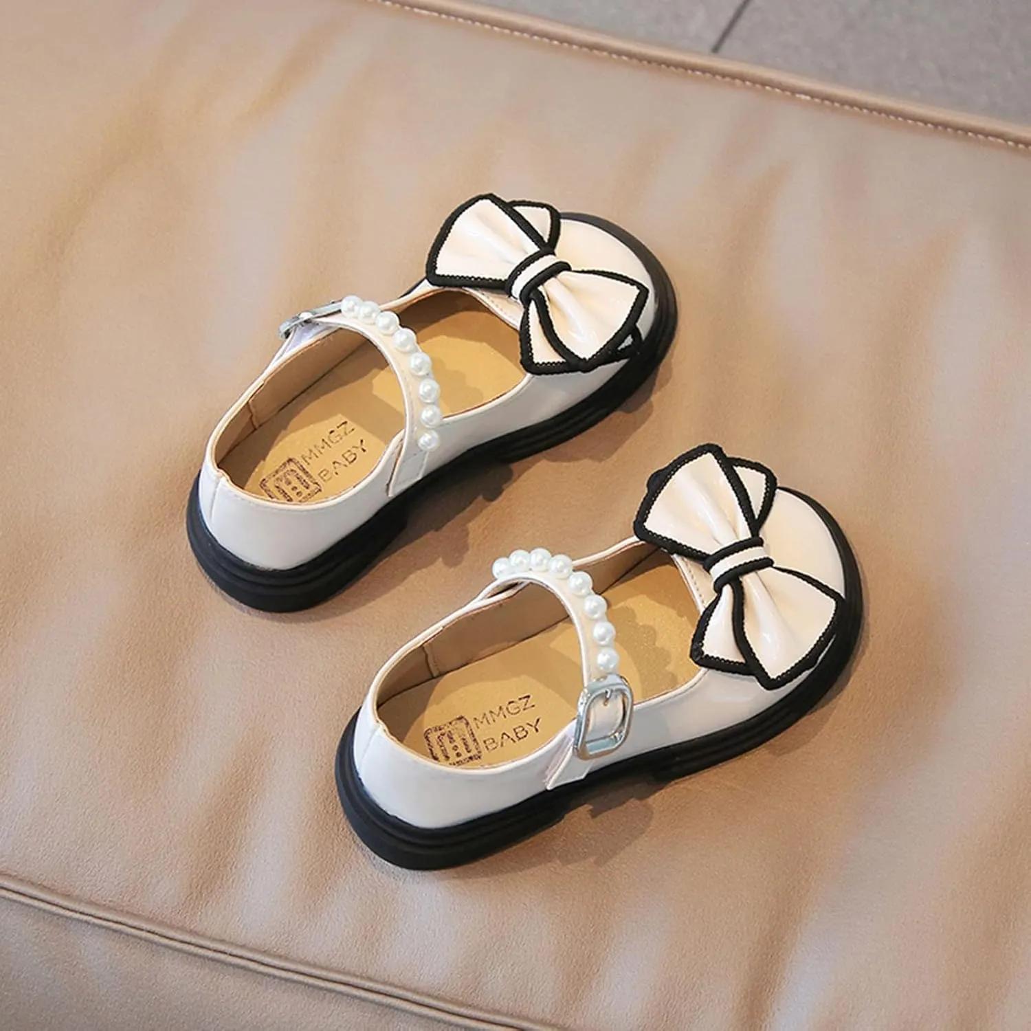Toddler Girls Shoes Boots Fashion Autumn Girls Casual Shoes Thick Sole Round Toe Bow Pearl Toddler Dress Boots