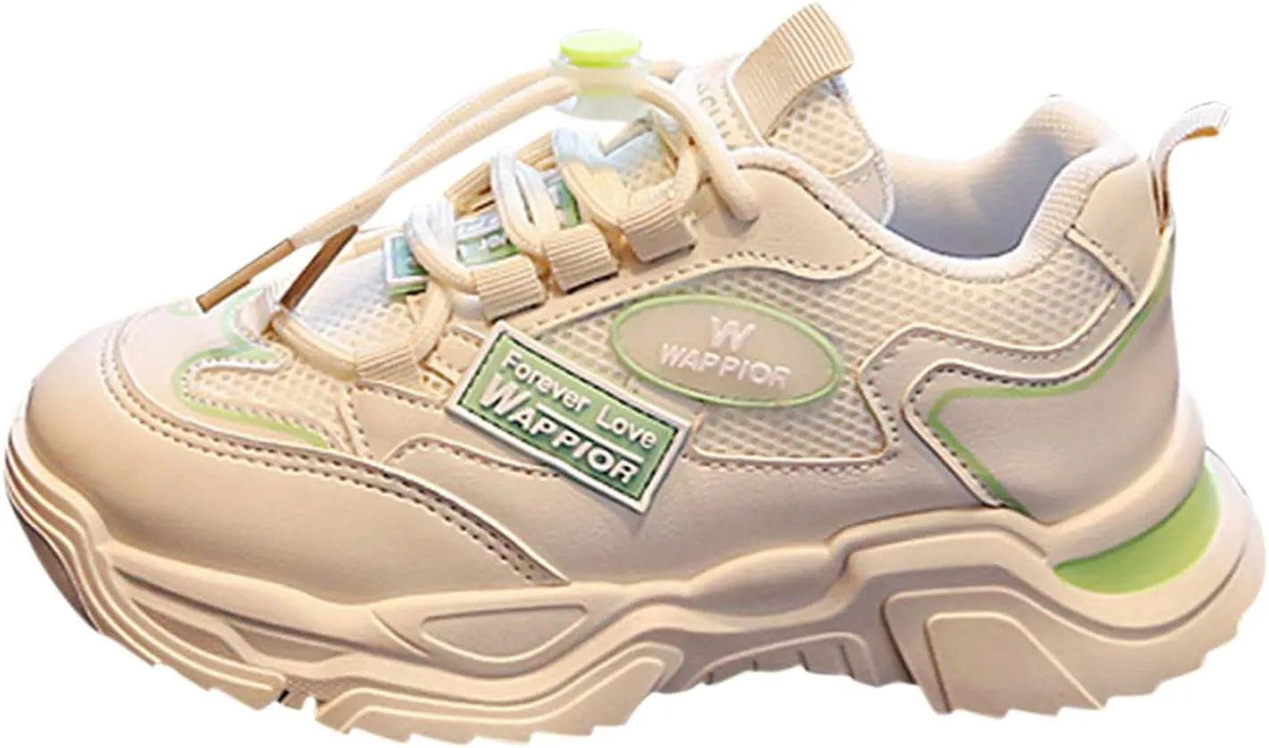 Toddler Kids Lightweight Comfortable Sneakers Boys Girls Fashion Thick Sole Non Slip Mesh Breathable School Shoes