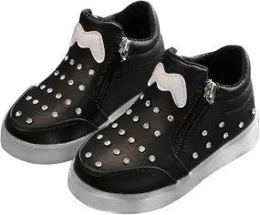 Toddler Pearl Flat Sneaker Ankle Side Zipper Soft Sole Sport Shoes Outdoor Baby Boys Kids First Walking Non Slip Running
