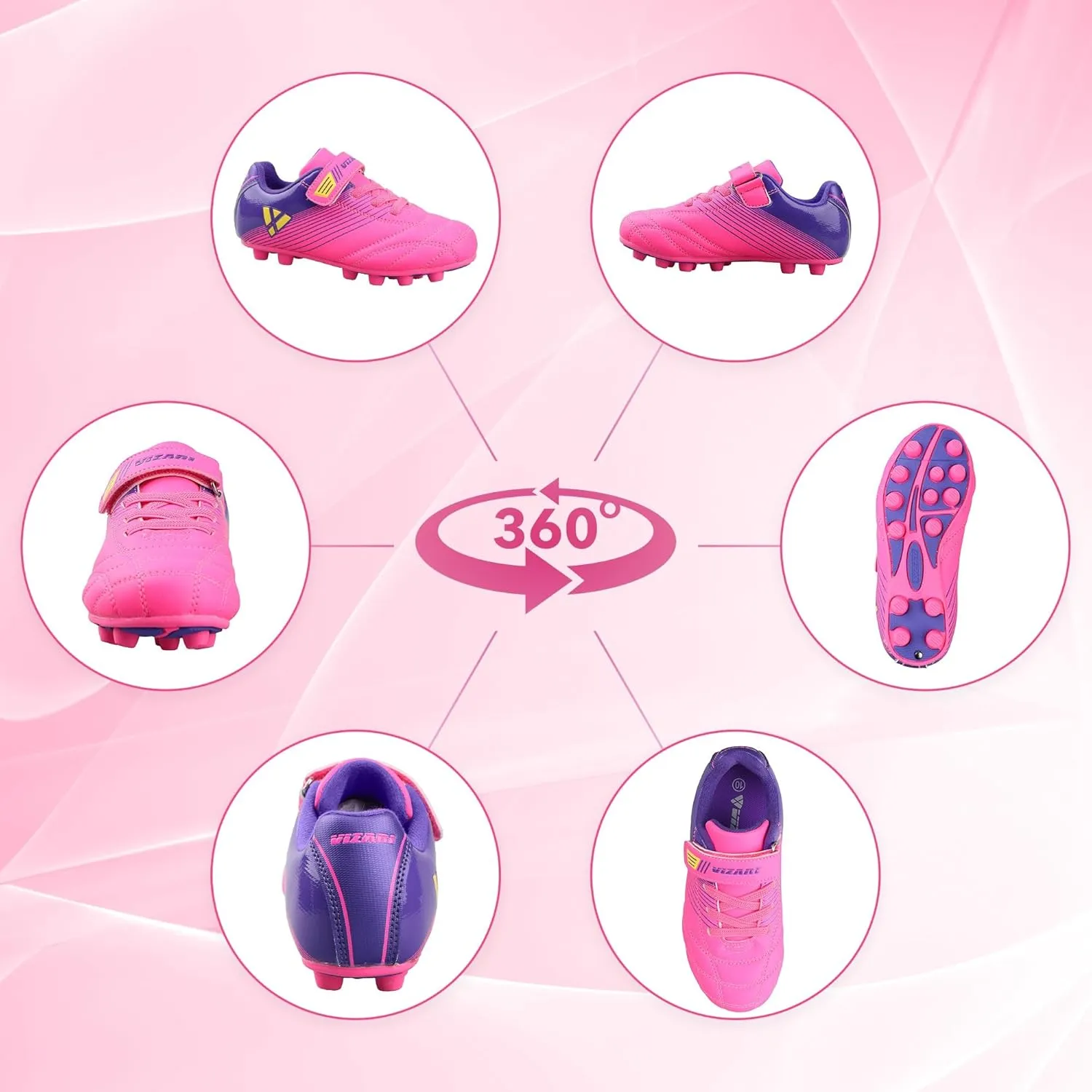 Vizari Loma FG Soccer Cleats for Kids | Firm Ground Shoes with Hook & Loop Closure | Synthetic Upper Toddler Shoes with Rubber Sole for Enhanced Performance and Traction | Ideal for Boys & Girls