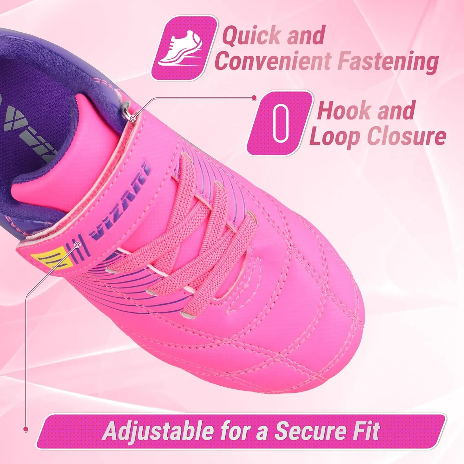 Vizari Loma FG Soccer Cleats for Kids | Firm Ground Shoes with Hook & Loop Closure | Synthetic Upper Toddler Shoes with Rubber Sole for Enhanced Performance and Traction | Ideal for Boys & Girls