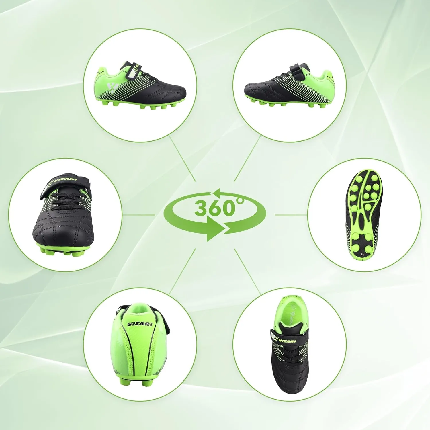 Vizari Loma FG Soccer Cleats for Kids | Firm Ground Shoes with Hook & Loop Closure | Synthetic Upper Toddler Shoes with Rubber Sole for Enhanced Performance and Traction | Ideal for Boys & Girls