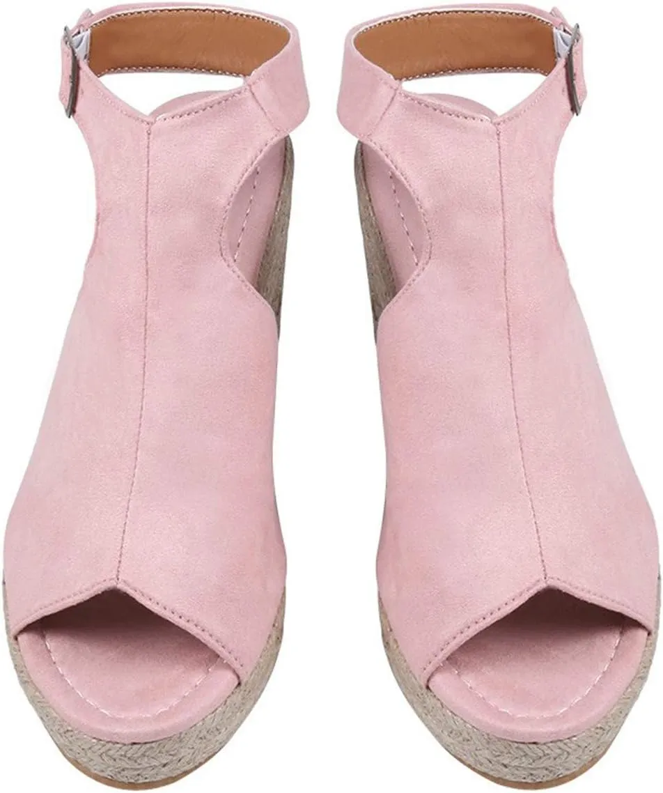 Wedge Sandals Casual Elastic Ankle Strap Platform Sandals Sandals for Women Open Toe Wedge Sandals for Women
