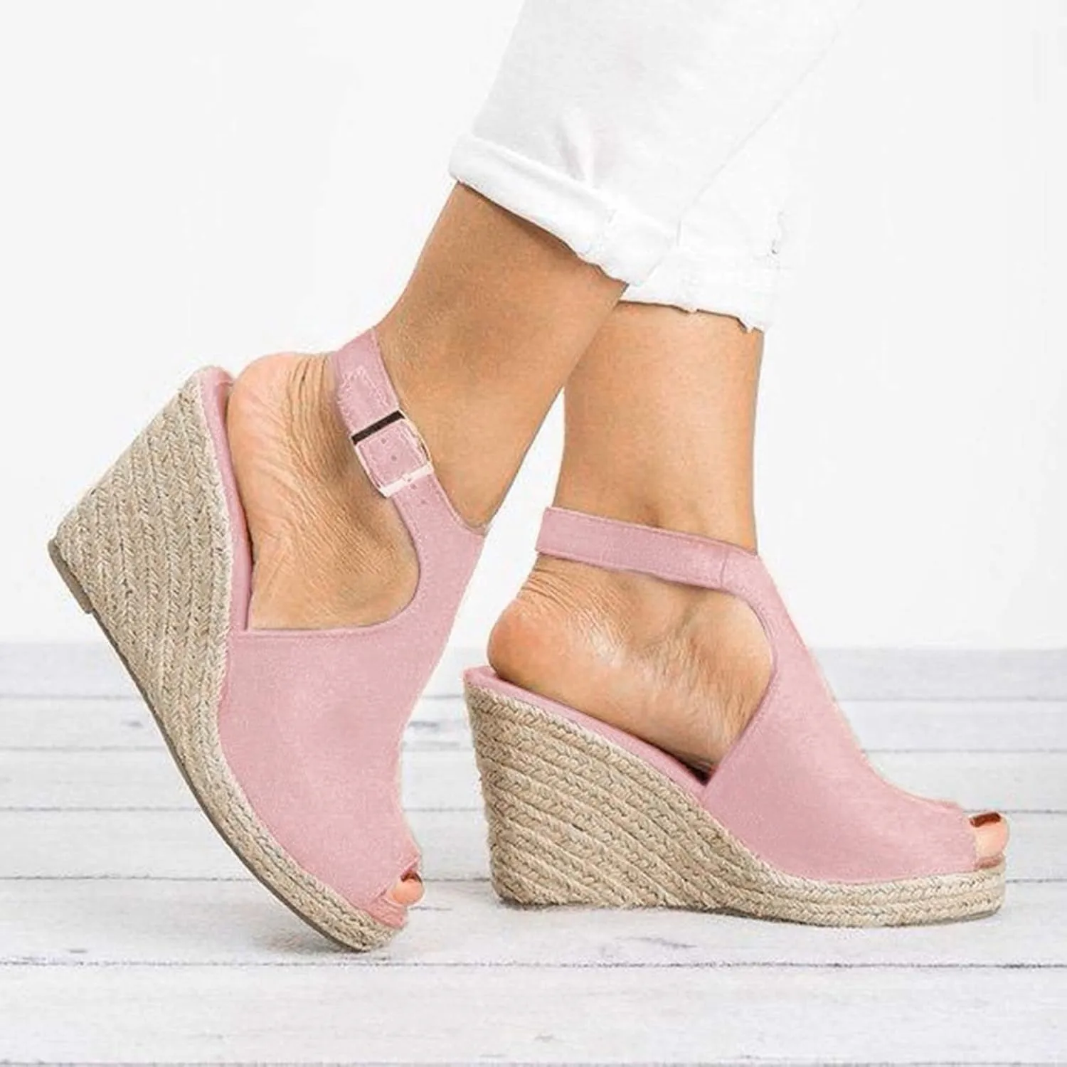 Wedge Sandals Casual Elastic Ankle Strap Platform Sandals Sandals for Women Open Toe Wedge Sandals for Women