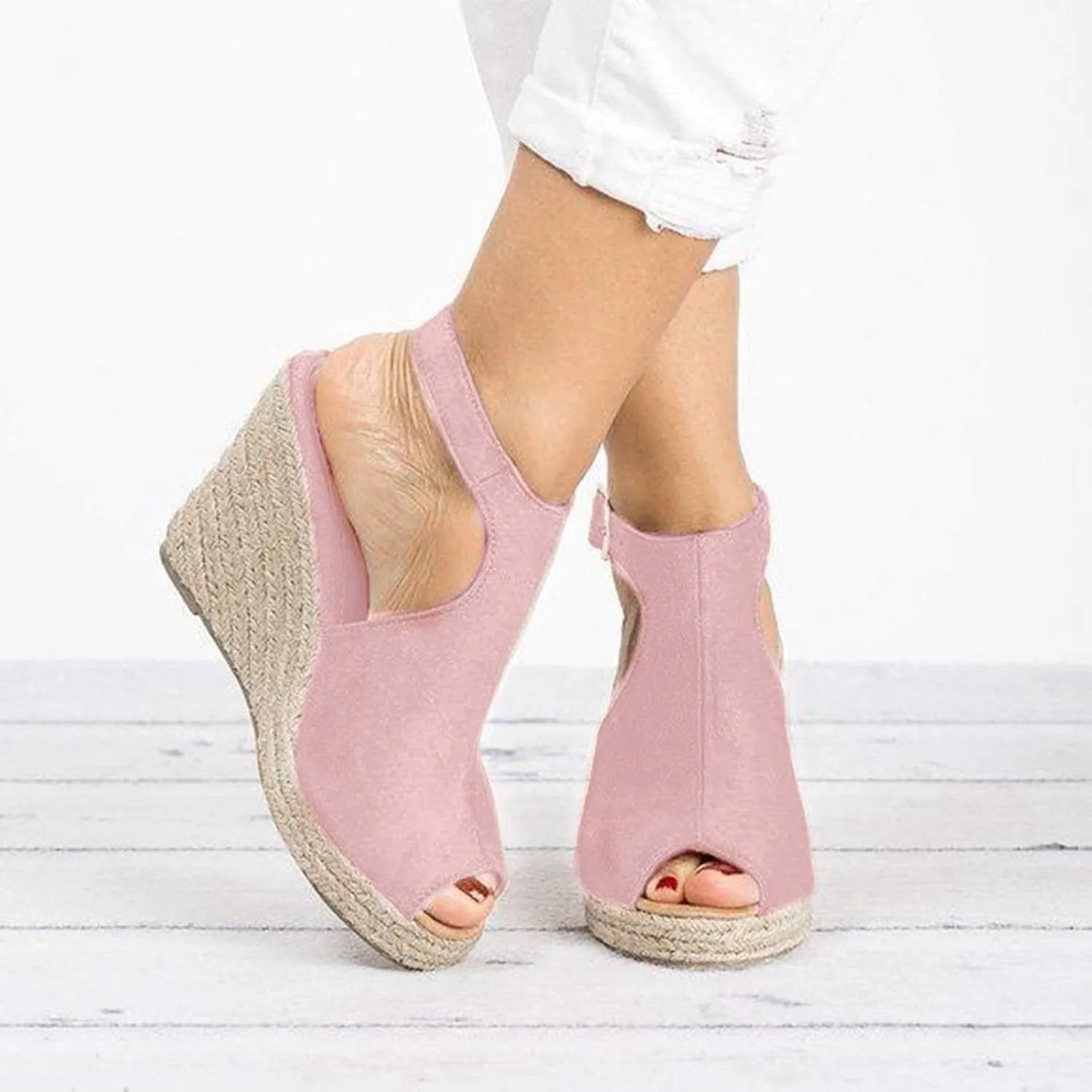 Wedge Sandals Casual Elastic Ankle Strap Platform Sandals Sandals for Women Open Toe Wedge Sandals for Women