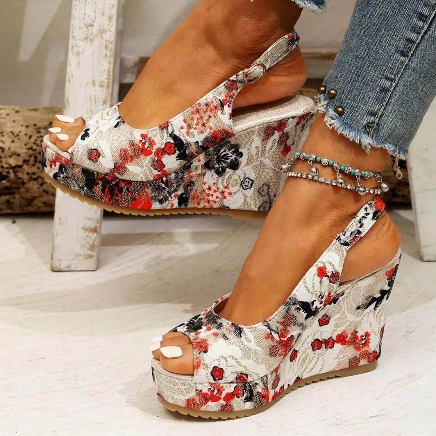 Wedge Sandals Cute Ankle Strap Platform Sandals Dressy Shoes Womens Casual Slip on Summer Wedge Sandals