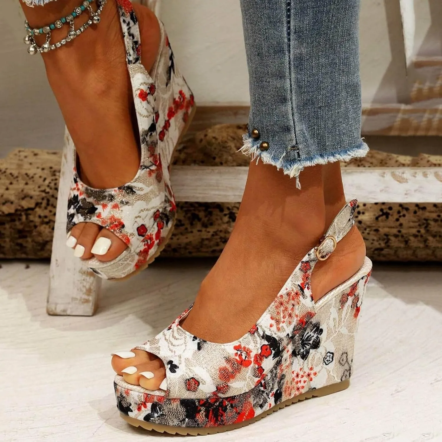 Wedge Sandals Cute Ankle Strap Platform Sandals Dressy Shoes Womens Casual Slip on Summer Wedge Sandals