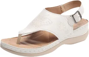 Wedge Sandals for Women Arch Support Orthopedic Sandal Comfortable Beach Flip Flops Dressy Casual Summer Low Heel Sandals Fashion Walking Wedges with Adjustable