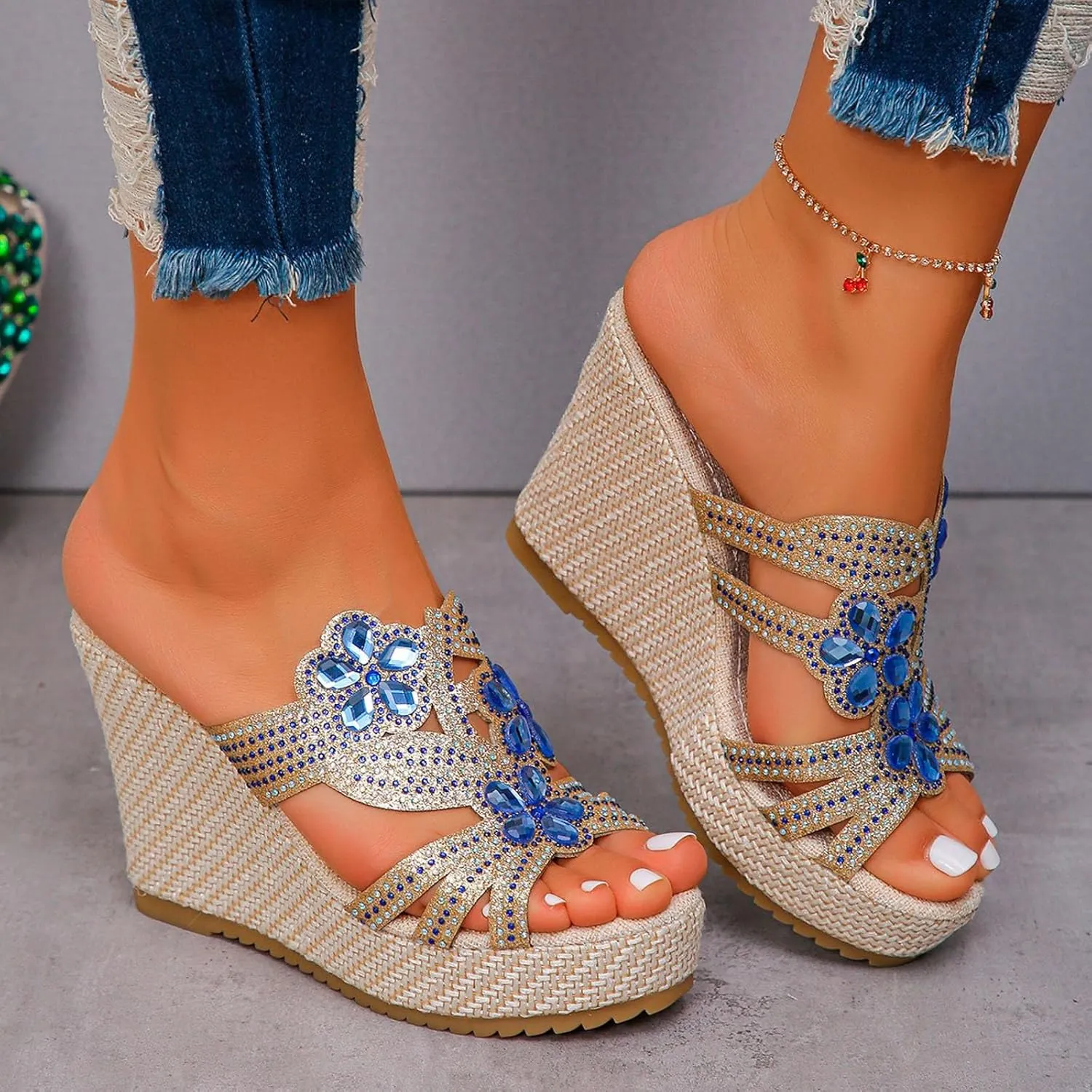 Wedge Sandals Womens Comfort Lightweight Platform Sandals Womens Sandals Women's Ankle Strap Low Wedge Sandals