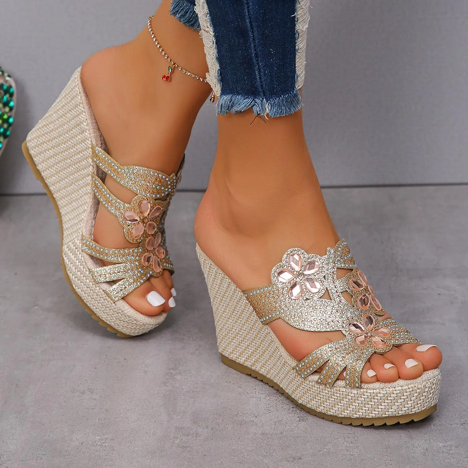 Wedge Sandals Womens Comfort Lightweight Platform Sandals Womens Sandals Women's Ankle Strap Low Wedge Sandals