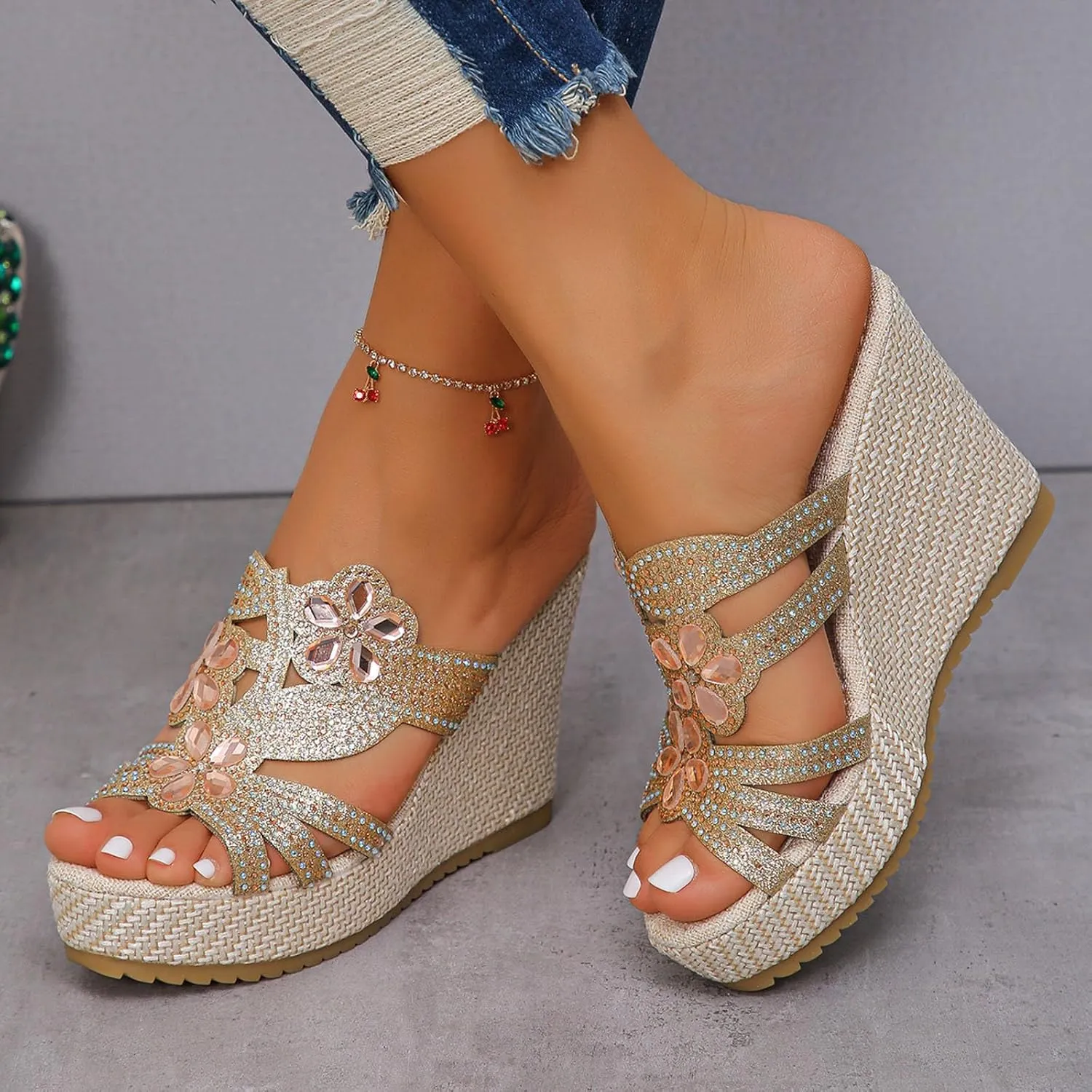 Wedge Sandals Womens Comfort Lightweight Platform Sandals Womens Sandals Women's Ankle Strap Low Wedge Sandals