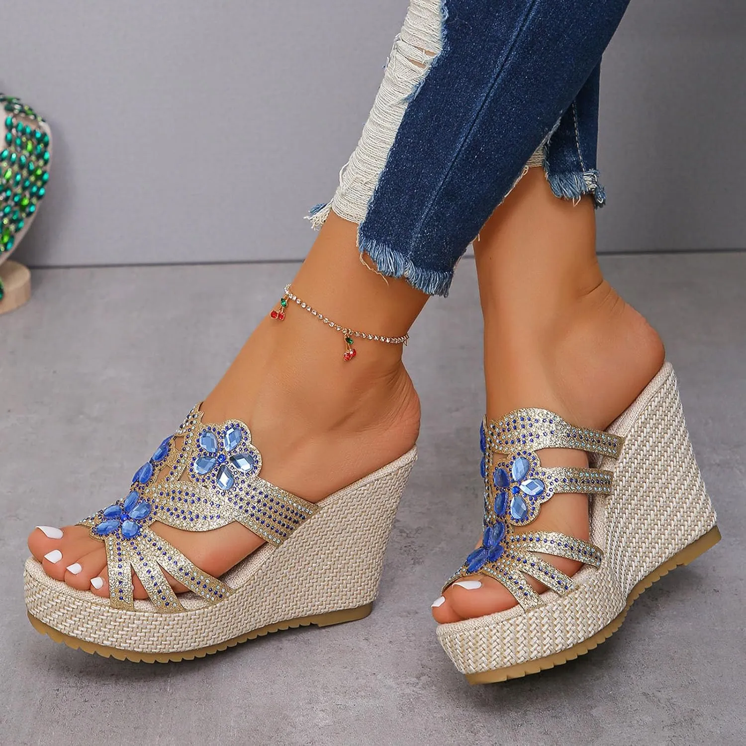Wedge Sandals Womens Comfort Lightweight Platform Sandals Womens Sandals Women's Ankle Strap Low Wedge Sandals