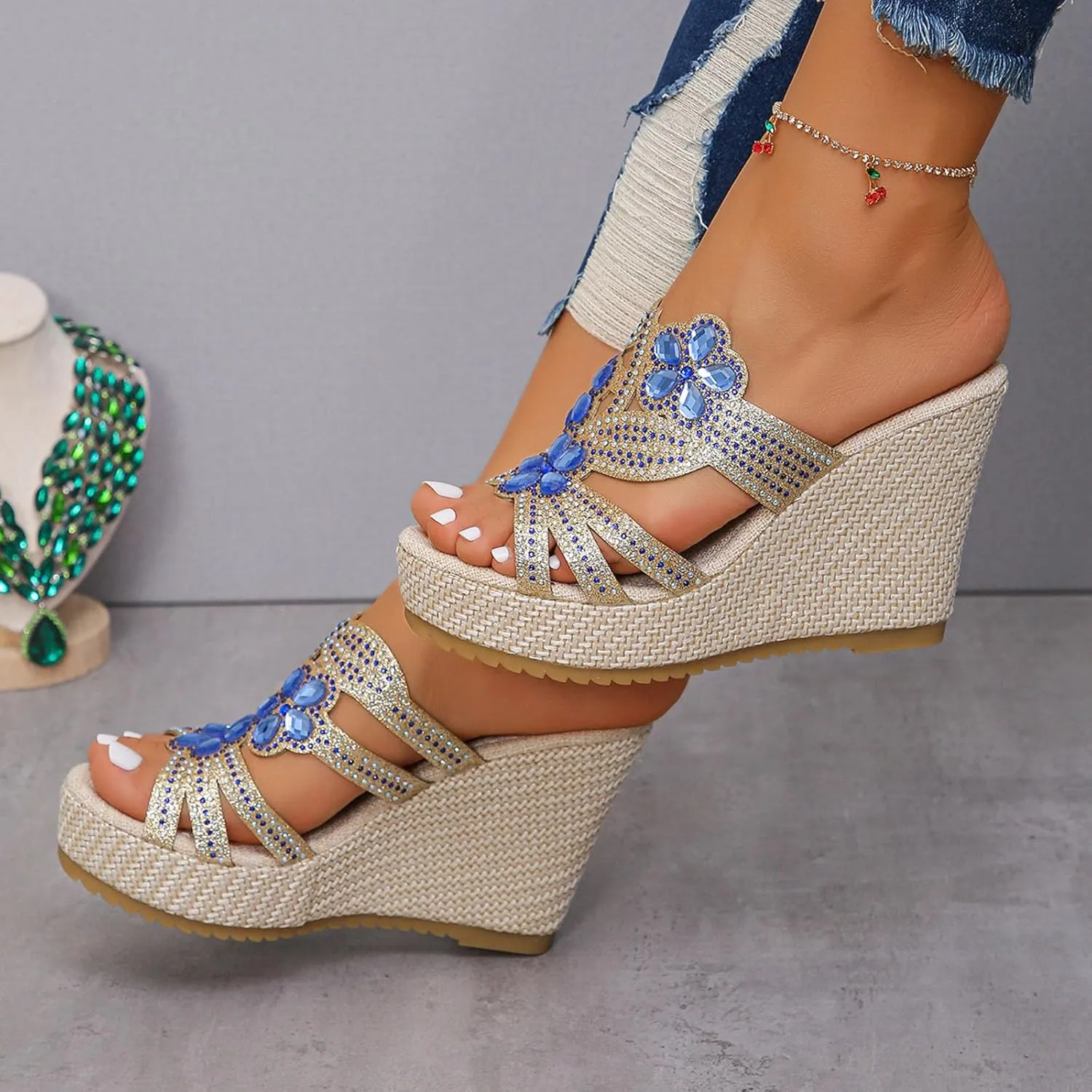 Wedge Sandals Womens Comfort Lightweight Platform Sandals Womens Sandals Women's Ankle Strap Low Wedge Sandals