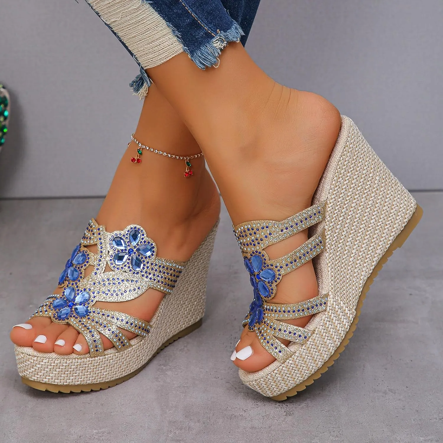 Wedge Sandals Womens Comfort Lightweight Platform Sandals Womens Sandals Women's Ankle Strap Low Wedge Sandals