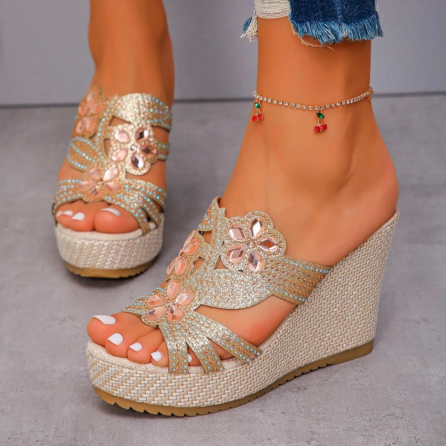 Wedge Sandals Womens Comfort Lightweight Platform Sandals Womens Sandals Women's Ankle Strap Low Wedge Sandals