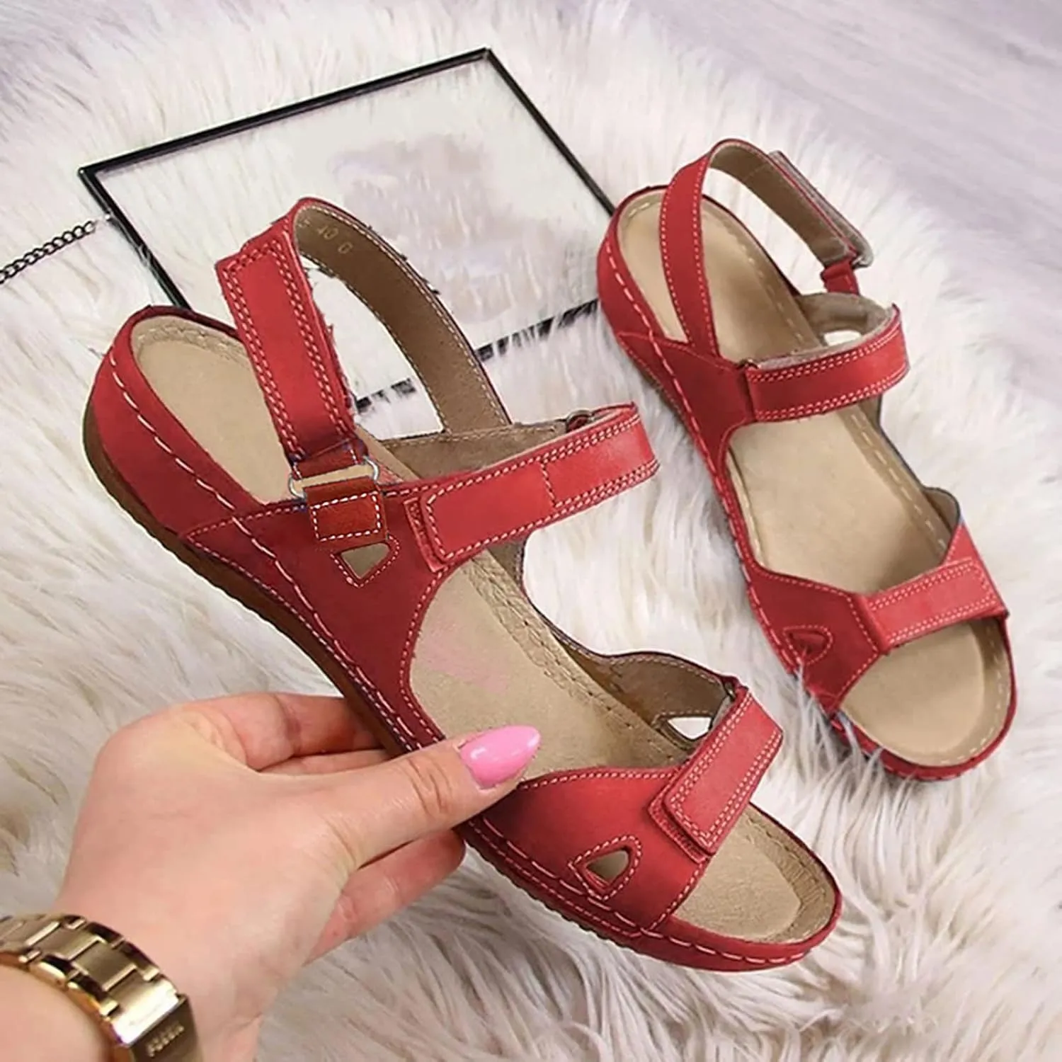 Wedge Sandals Womens Low Wedges Platform Sandals Womens Summer Shoes Women's Ankle Strap Low Wedge Sandals