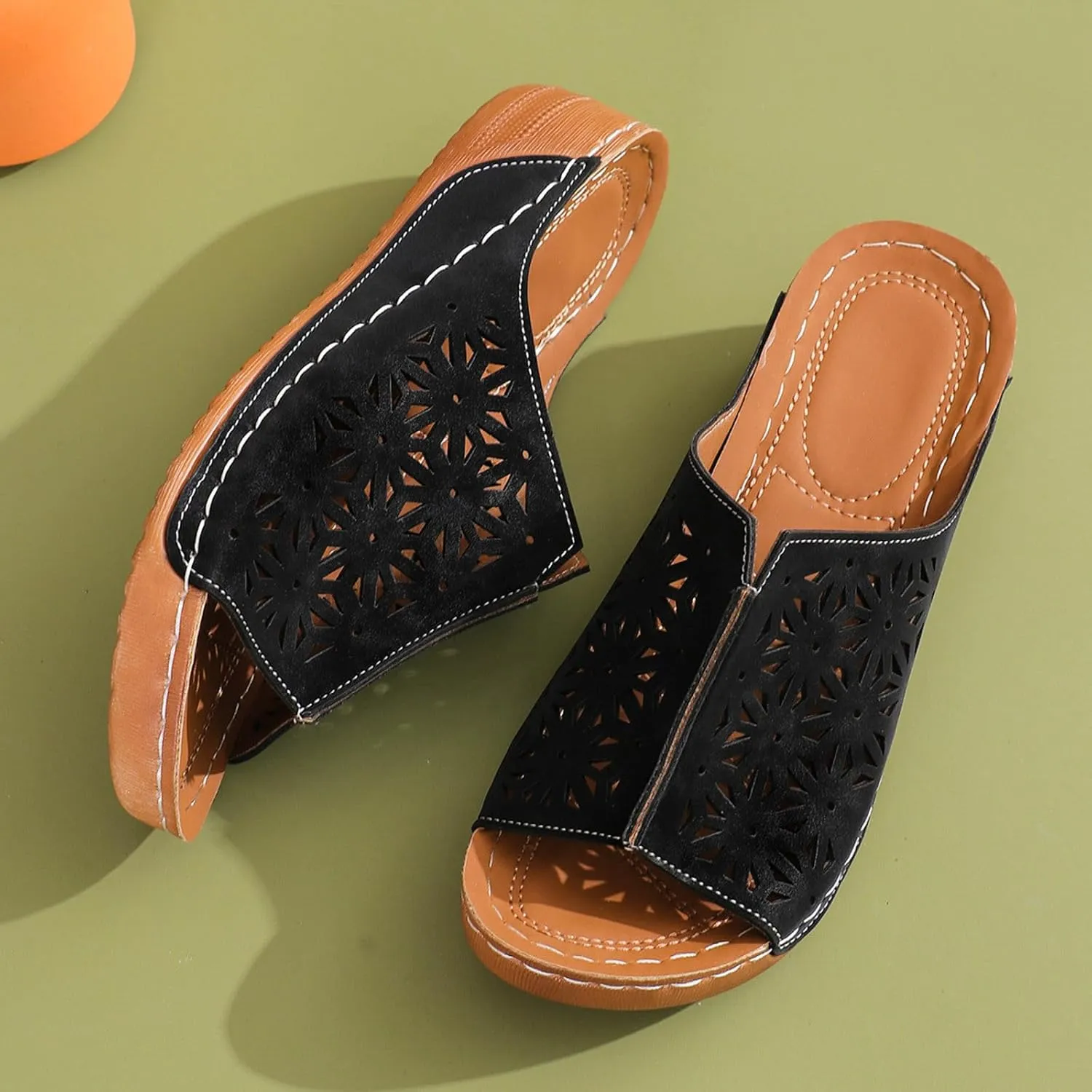 Wedge Sandals Womens Sandals with Memory Foam Insole and Cork Footbed Womens Low Wedges Platform Sandals