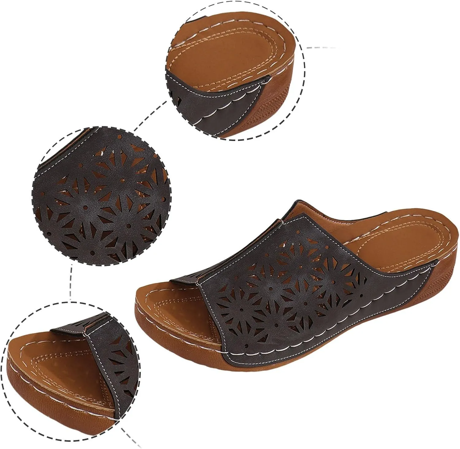 Wedge Sandals Womens Sandals with Memory Foam Insole and Cork Footbed Womens Low Wedges Platform Sandals