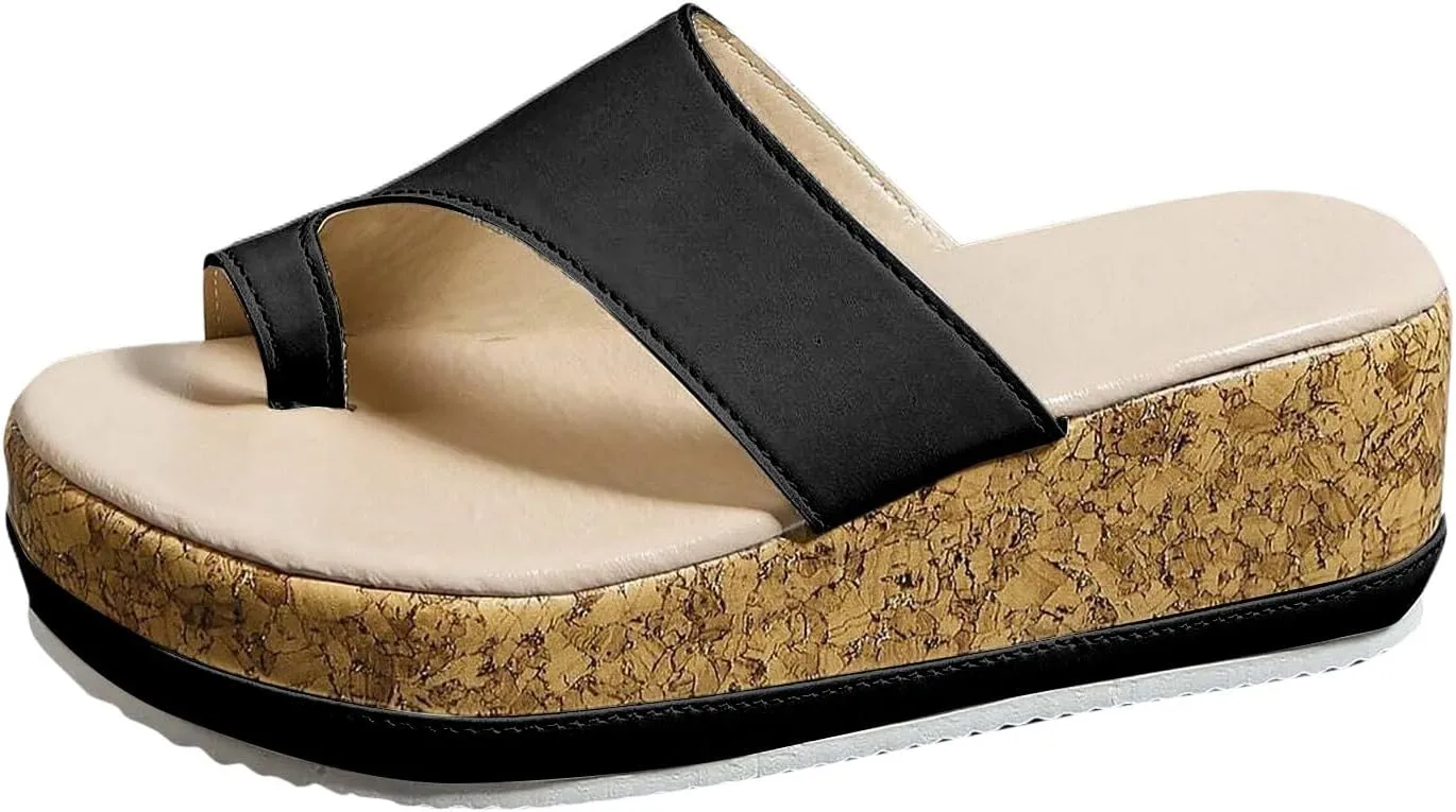 Wedge Sandals Womens Sandals with Memory Foam Insole and Cork Footbed Women's Platform Sandals Wedge Open Toe Sandals