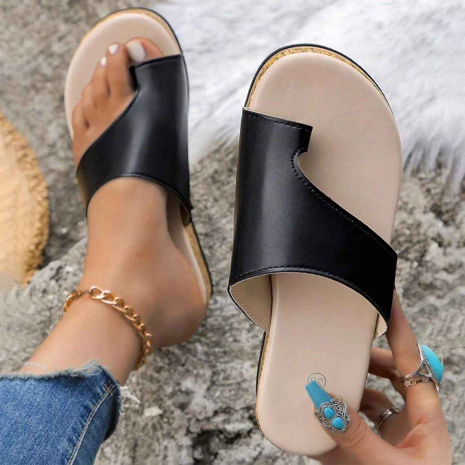 Wedge Sandals Womens Sandals with Memory Foam Insole and Cork Footbed Women's Platform Sandals Wedge Open Toe Sandals