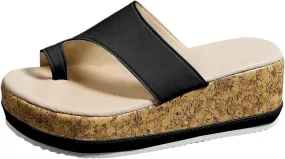 Wedge Sandals Womens Sandals with Memory Foam Insole and Cork Footbed Women's Platform Sandals Wedge Open Toe Sandals