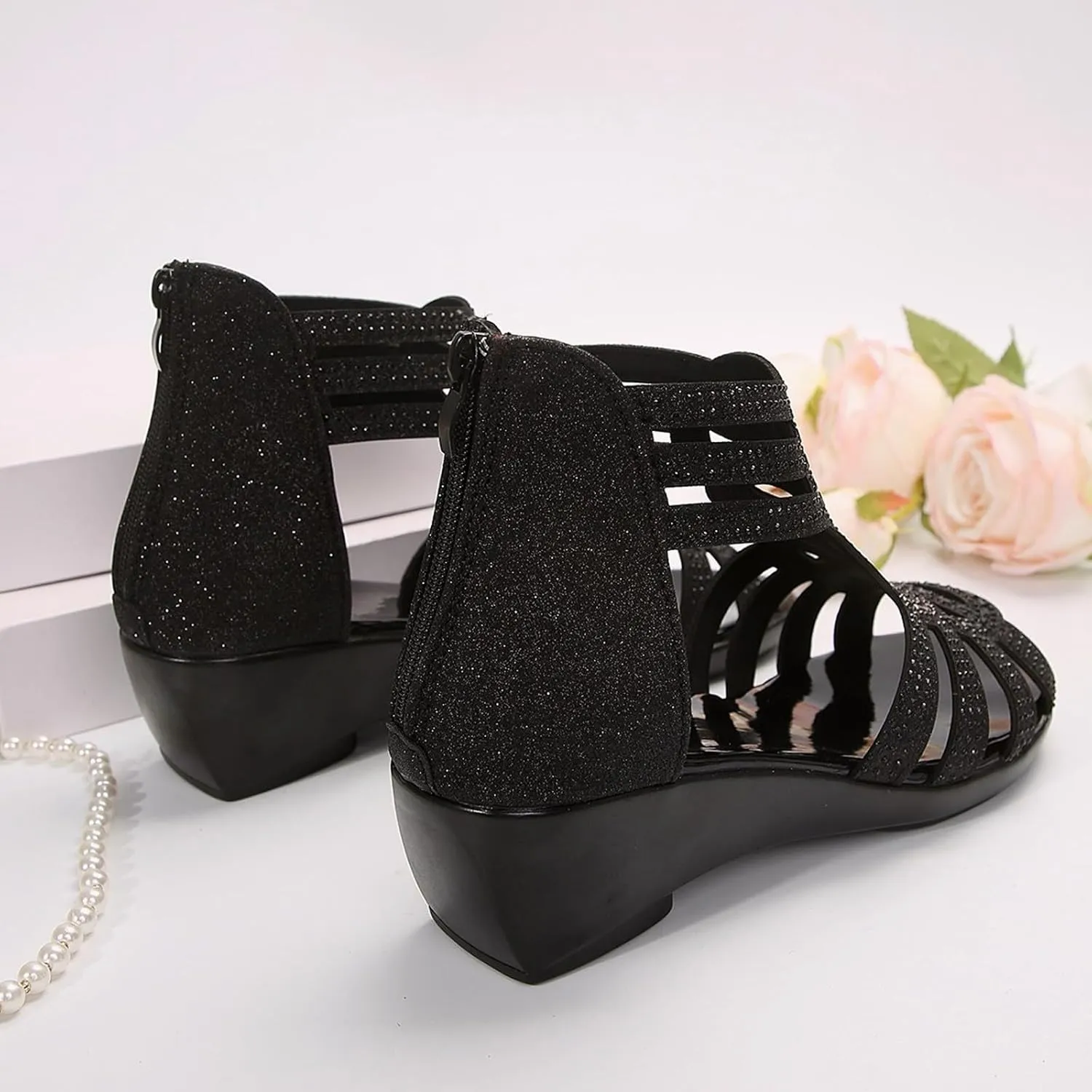 Wedges for Women Ankle Strap High Heel Wedges for Women Summer Platform Comfortable Low Wedges Womens Sandal