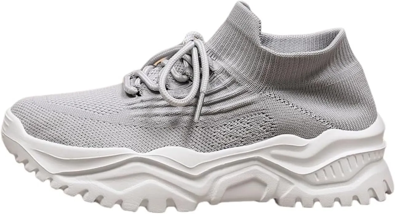 Wide Toe Box Sneakers Women Fashion Platform Chunky Sneakers Loafers Comfortable Breathable Wedge Walking Sport Casual Shoes Mesh Slip On Walking Shoes